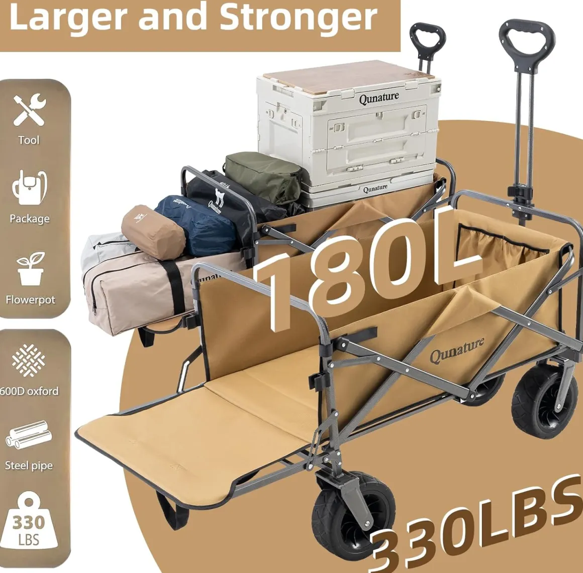 Qunature 330LB Capacity Foldable Wagon