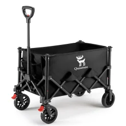 Qunature 220lbs Foldable Utility Wagon Cart with 360° Swivel Wheels