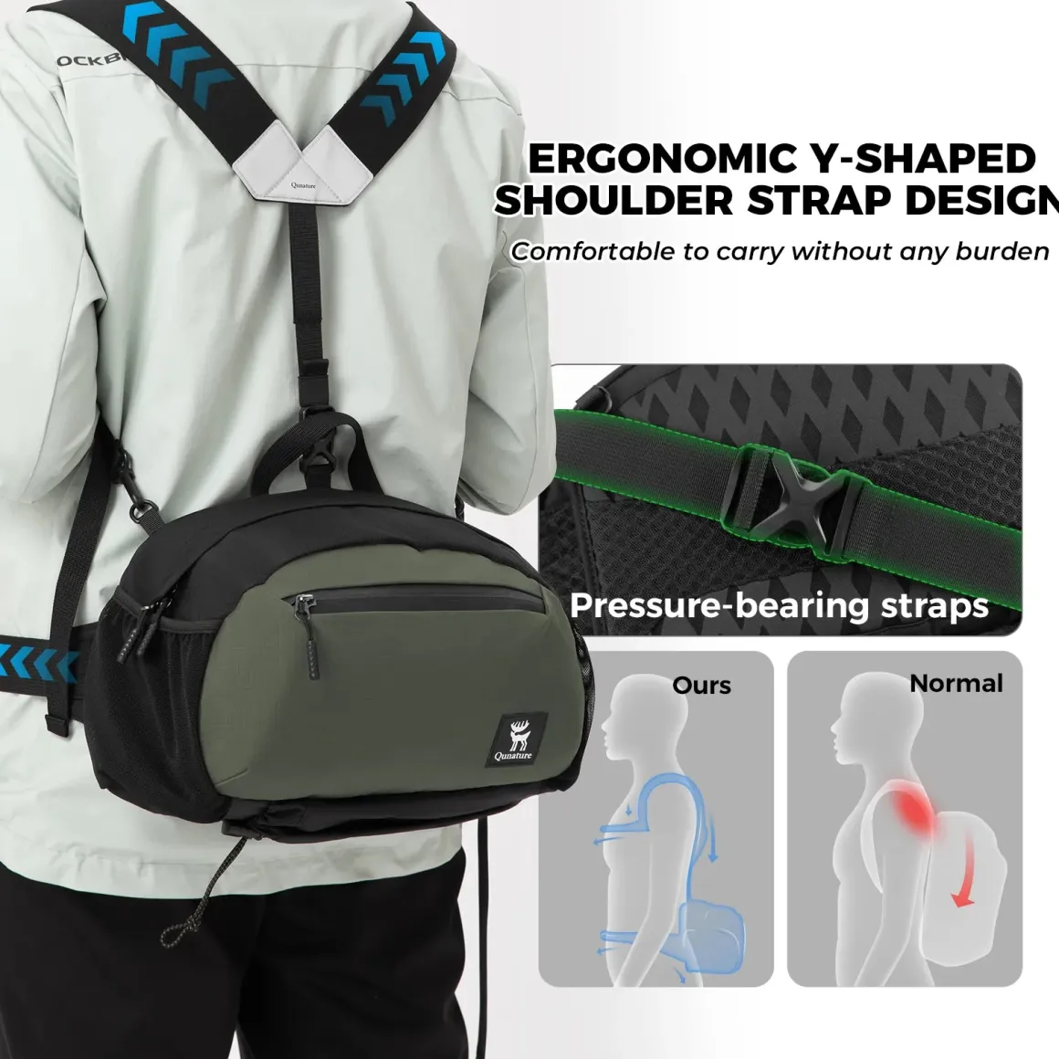 Qunature Lightweight Outdoor Backpack Waist Bag 7.9L