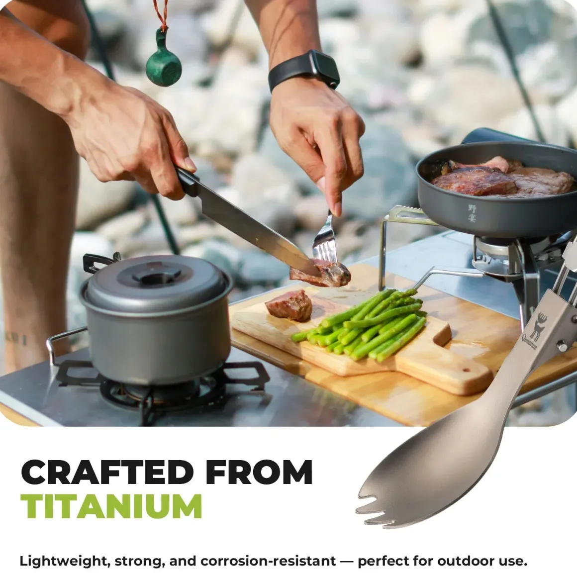 Qunature Lightweight Titanium 3-in-1 Tableware Set