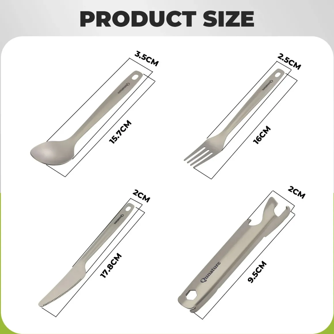 Qunature Lightweight Titanium 4-Piece Tableware Set