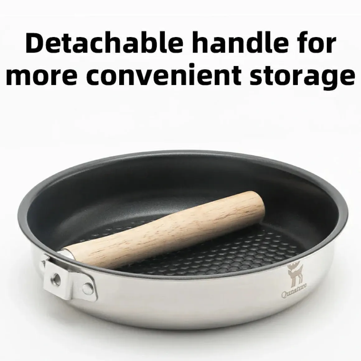 Qunature Non-Stick Stainless Steel Frying Pan with Detachable Handle