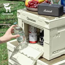 Qunature Outdoor Folding Storage Box with Multi-Door Design and Tabletop Option