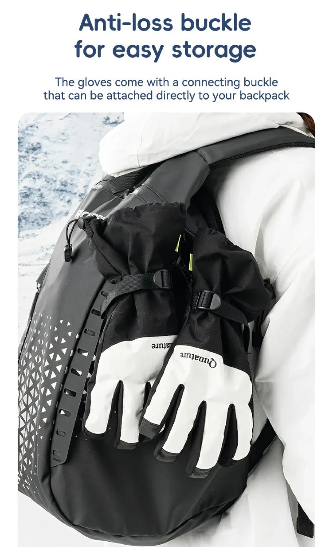 Qunature Outdoor Insulated Ski Gloves - Windproof Waterproof Touchscreen Compatible