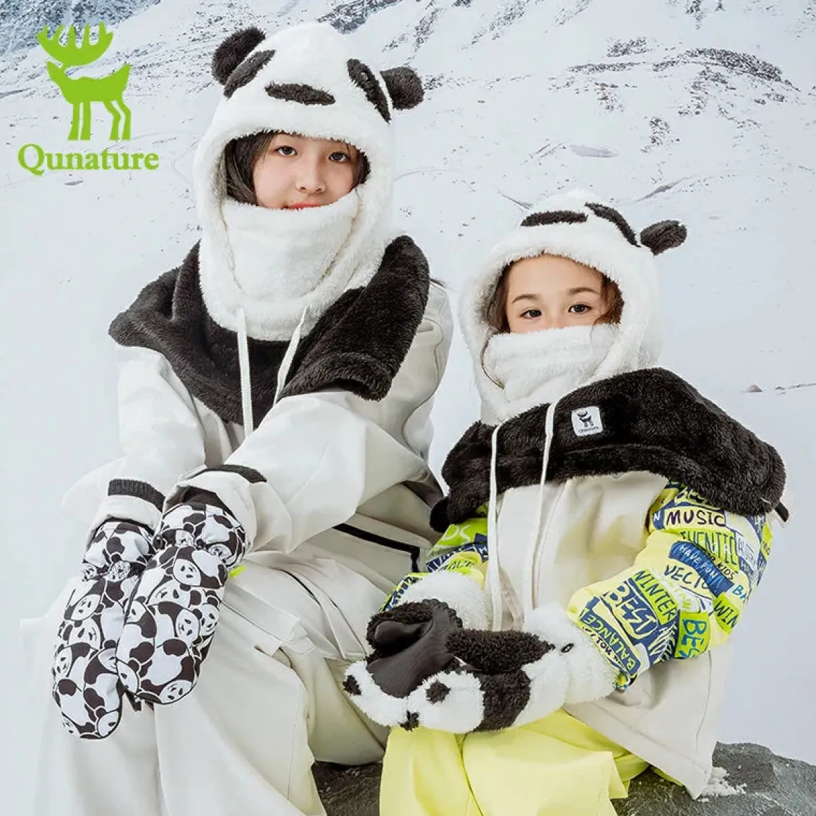 Qunature Panda Head Cover | Adorable Parent-Child Winter Wear