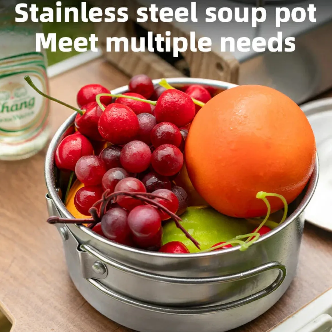 Qunature Stainless Steel Tea Set with Foldable Pot and Kettle for Outdoor Adventures