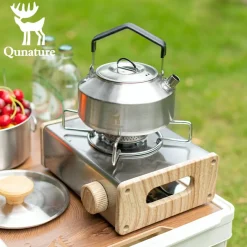 Qunature Stainless Steel Tea Set with Foldable Pot and Kettle for Outdoor Adventures