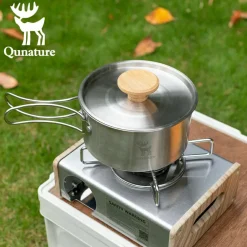 Qunature Stainless Steel Tea Set with Foldable Pot and Kettle for Outdoor Adventures
