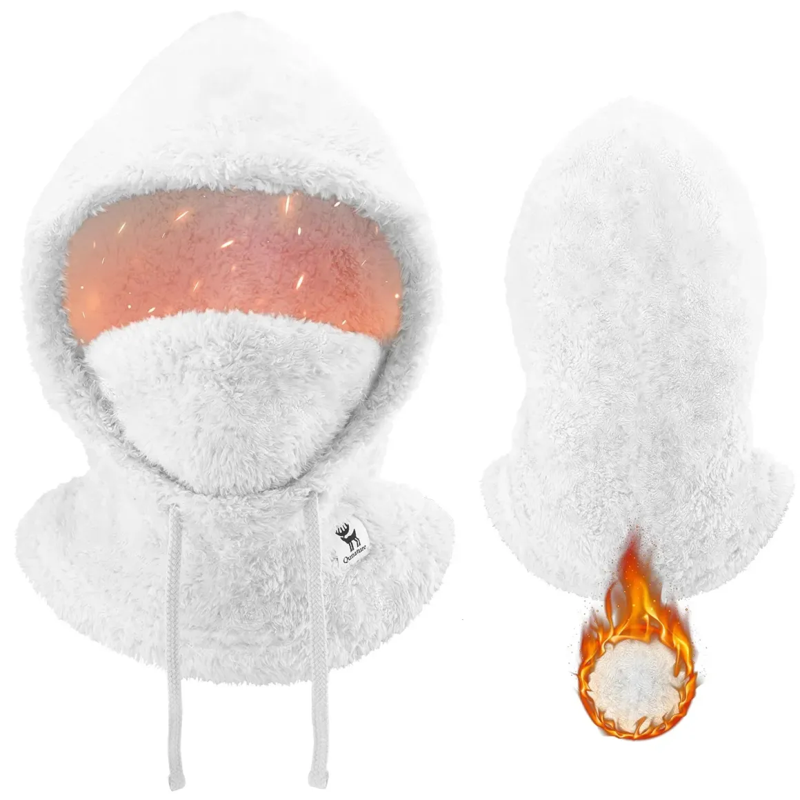 Qunature Thermal Fleece Helmet Liner – Windproof Balaclava Hood for Skiing and Winter Sports