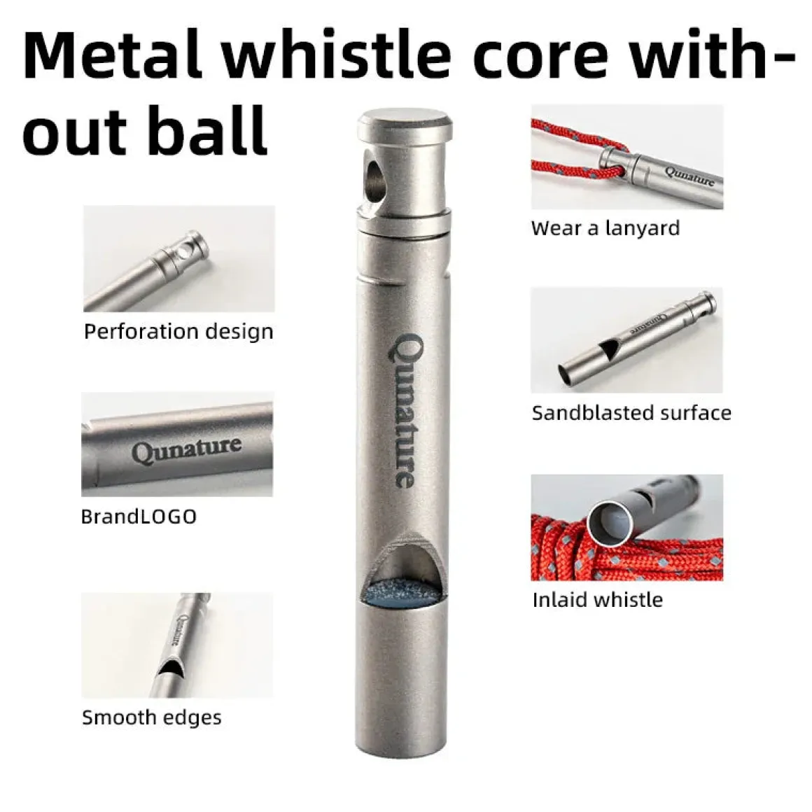 Qunature Titanium Survival Whistle 120dB Loud, Durable, Portable Outdoor Gear