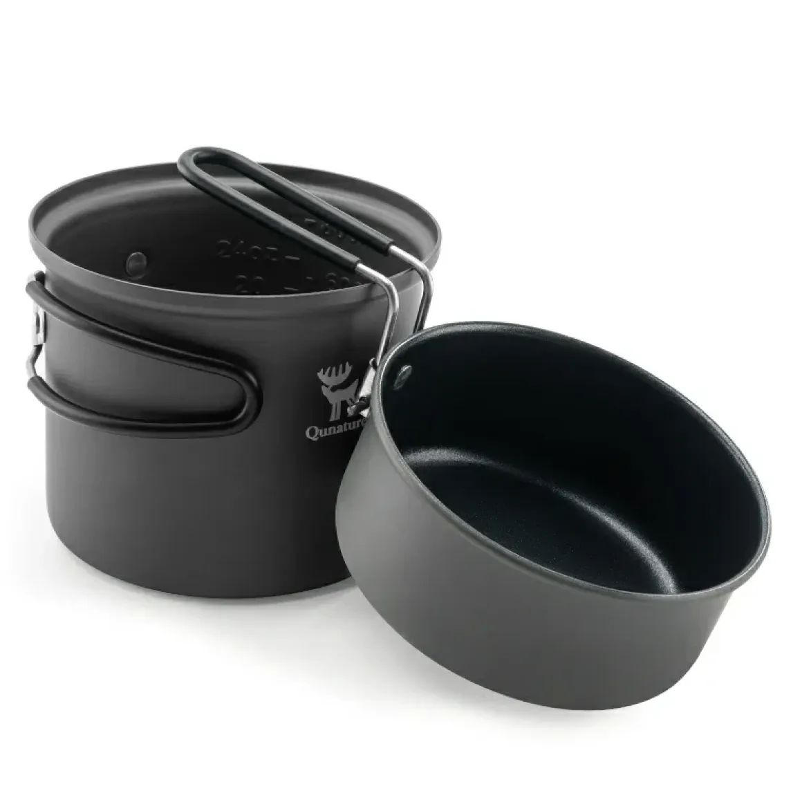 Qunature Ultra-Light Aluminum Camping Cookware Set with Nestable Design Handle