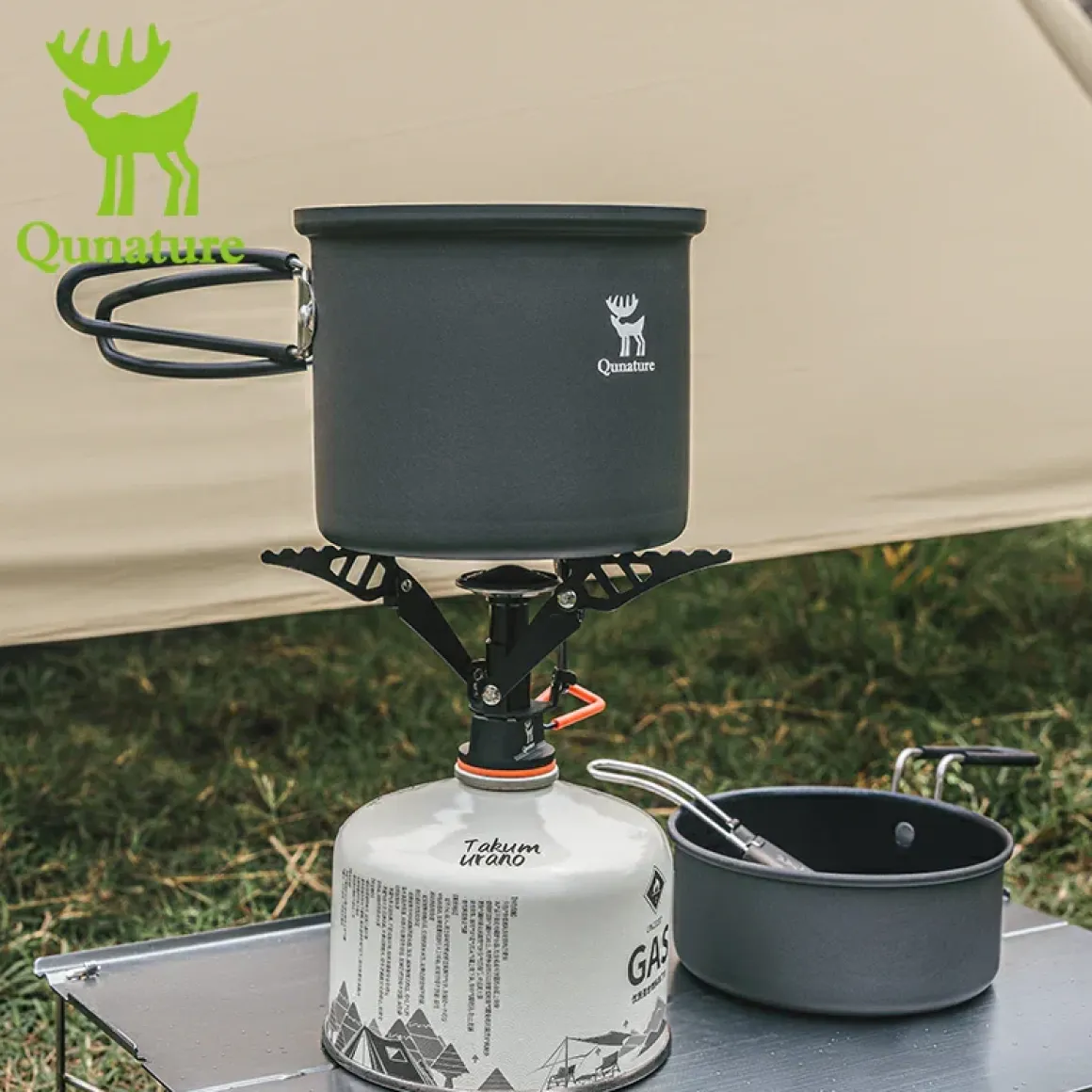 Qunature Ultra-Light Aluminum Camping Cookware Set with Nestable Design Handle