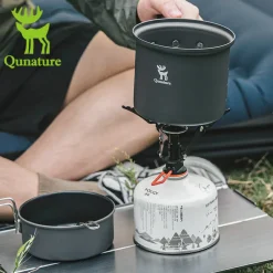 Qunature Ultra-Light Aluminum Camping Cookware Set with Nestable Design Handle