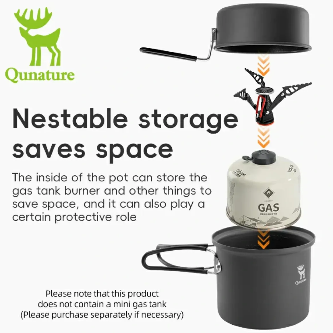 Qunature Ultra-Light Aluminum Camping Cookware Set with Nestable Design Handle