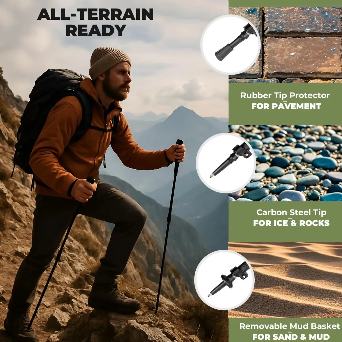 Qunature Ultra-Light 3-Section Trekking Pole
