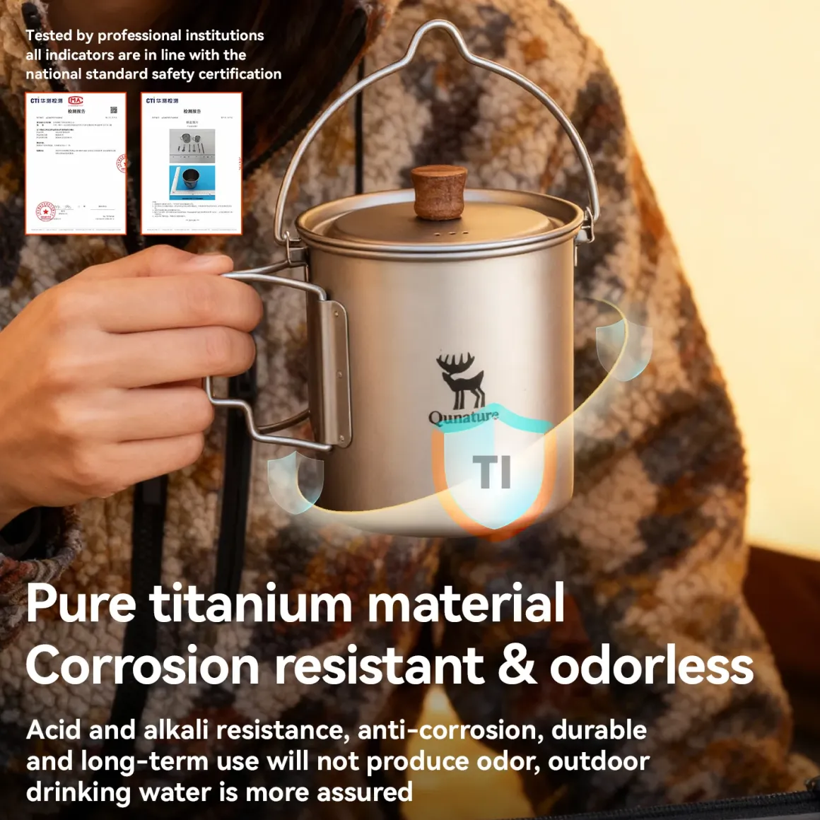Qunature Ultralight Titanium Camping Mug 750 ml