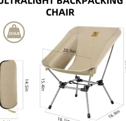 Qunature Ultra Lightweight Folding Camp Chair with Storage Bag Supports 260 lbs