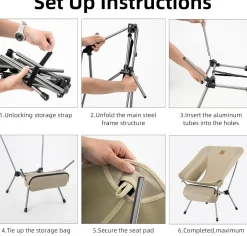 Qunature Ultra Lightweight Folding Camp Chair with Storage Bag Supports 260 lbs