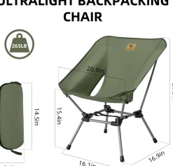 Qunature Ultra Lightweight Folding Camp Chair with Storage Bag Supports 260 lbs