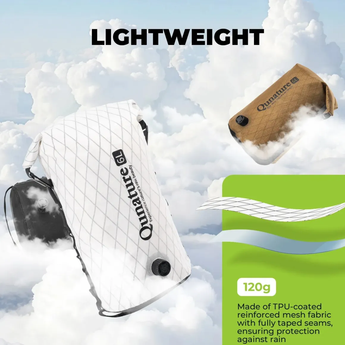 Qunature Waterproof Compression Bag for Bikepacking 6L/12L