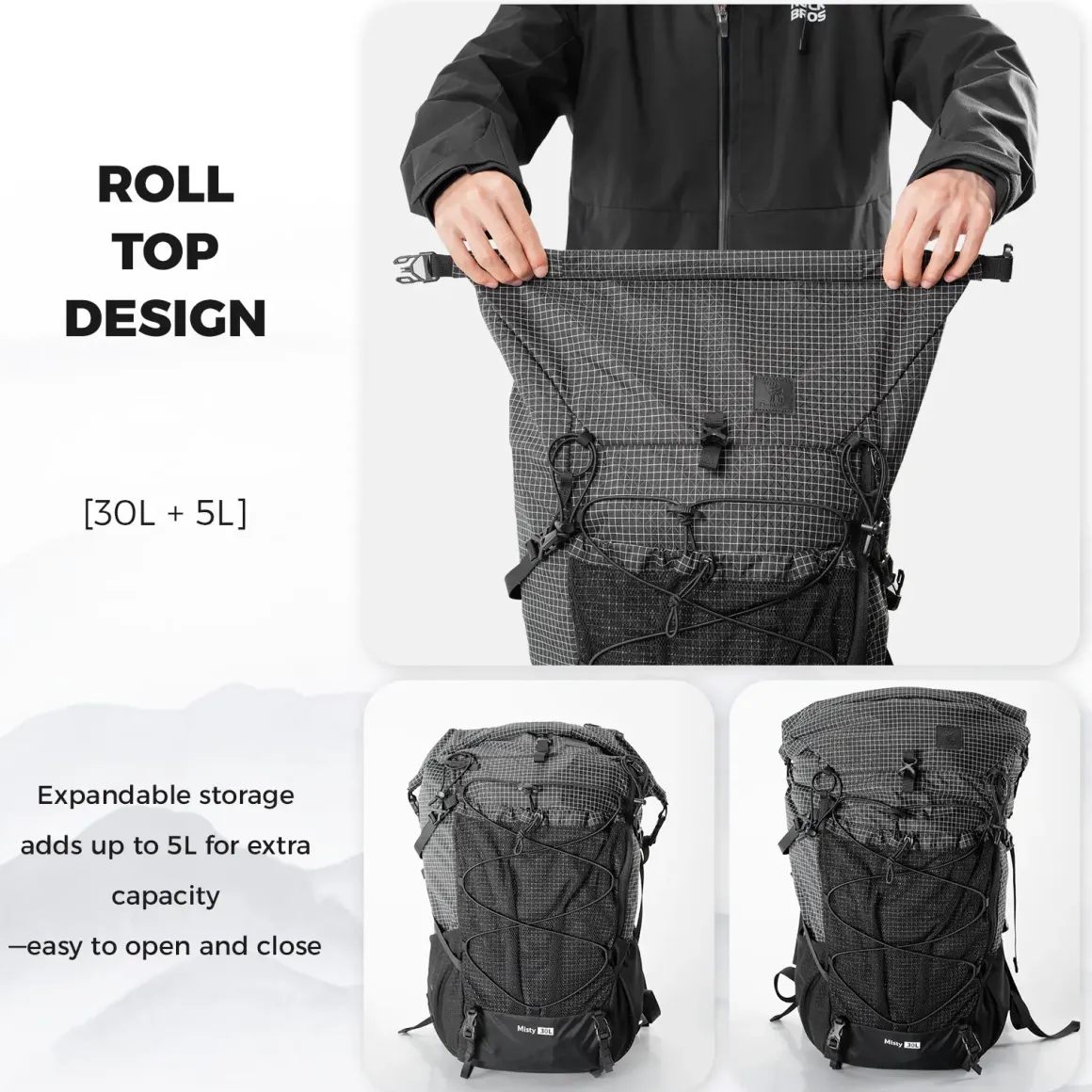 Qunature Waterproof Daypack Lightweight Hiking Backpack 30-35L