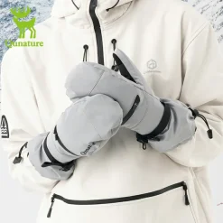 Qunature Windproof Waterproof Thermal Ski Gloves Double-Layer Insulation Touchscreen