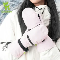 Qunature Windproof Waterproof Thermal Ski Gloves Double-Layer Insulation Touchscreen