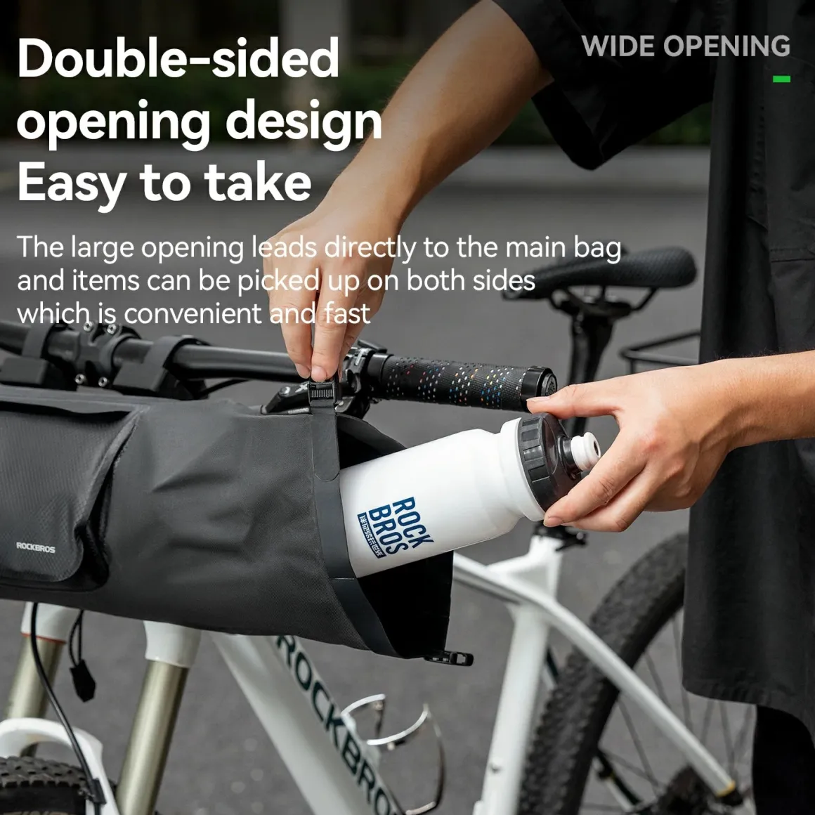 RideMate 100% Waterproof Bike Handlebar Bag 8L Double-sided Opening Expanded Capacity