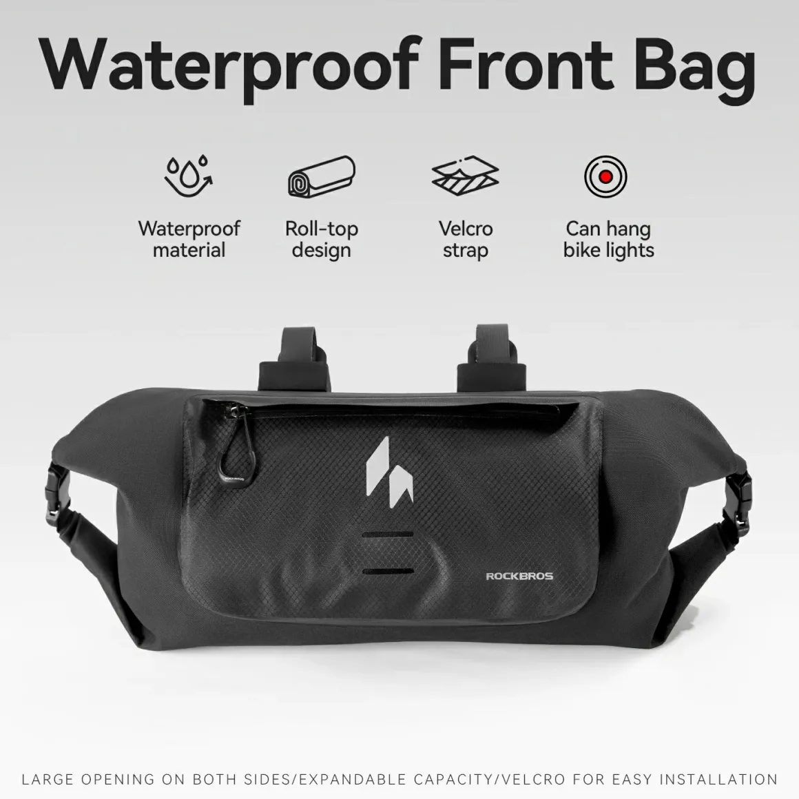 RideMate 100% Waterproof Bike Handlebar Bag 8L Double-sided Opening Expanded Capacity