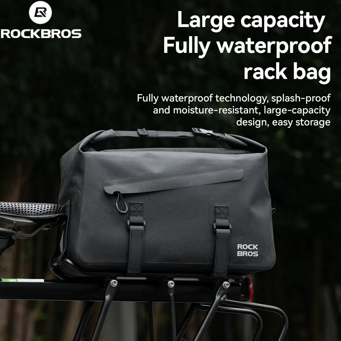 RideMate 100% Waterproof Bike Rear Rack Bag 16L