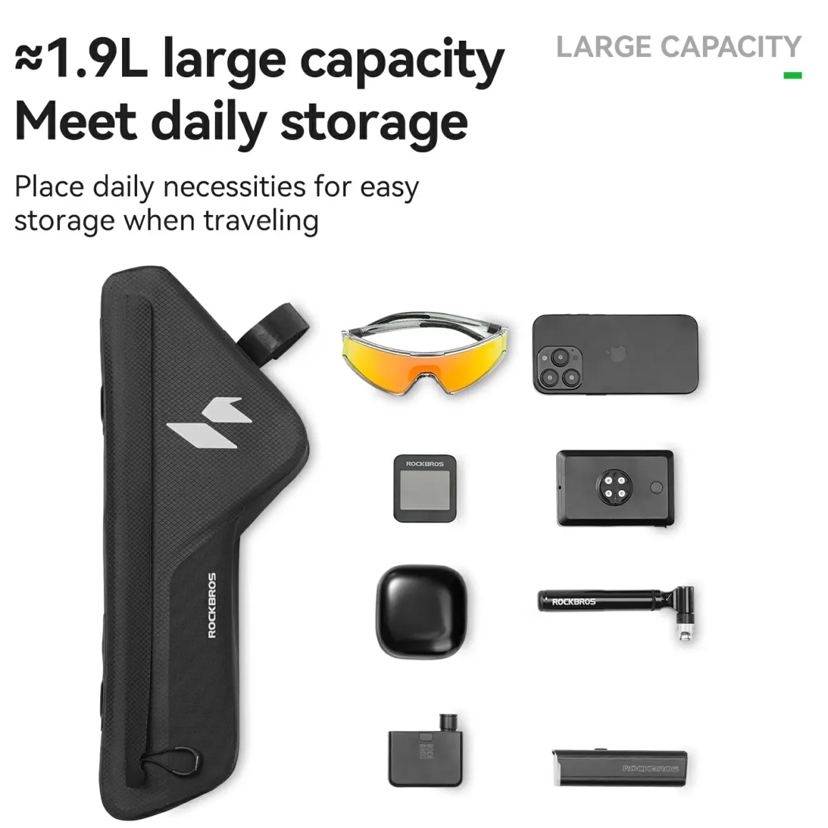 RideMate 100% Waterproof Frame Bag 1.9L Down Tube Bag