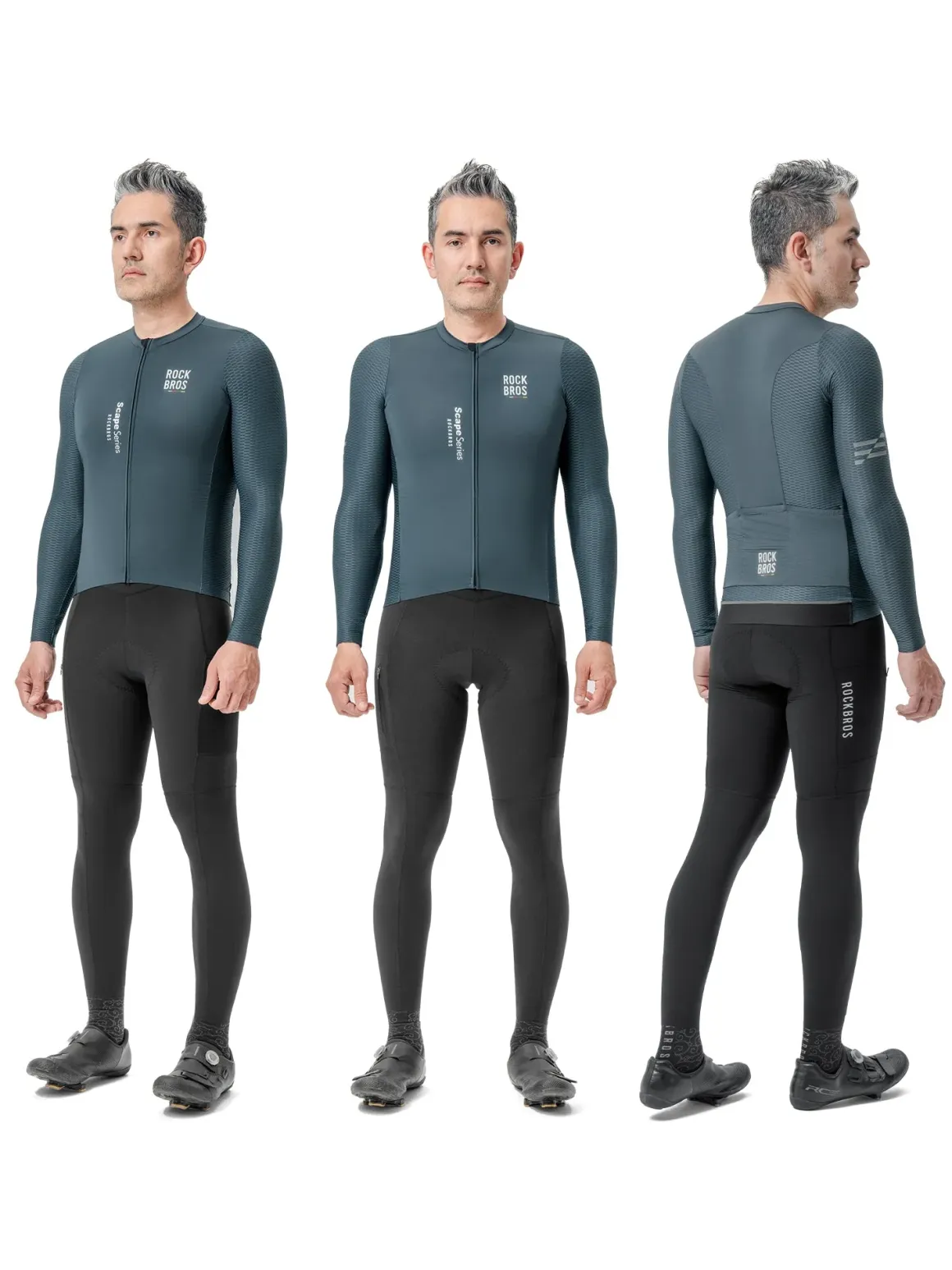 Road To Sky – Men’s Grey Long-Sleeve Cycling Jersey