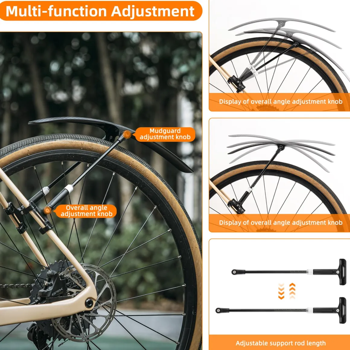 ROCKBROS Adjustable Bike Fenders Set for Road Bikes Easy Install