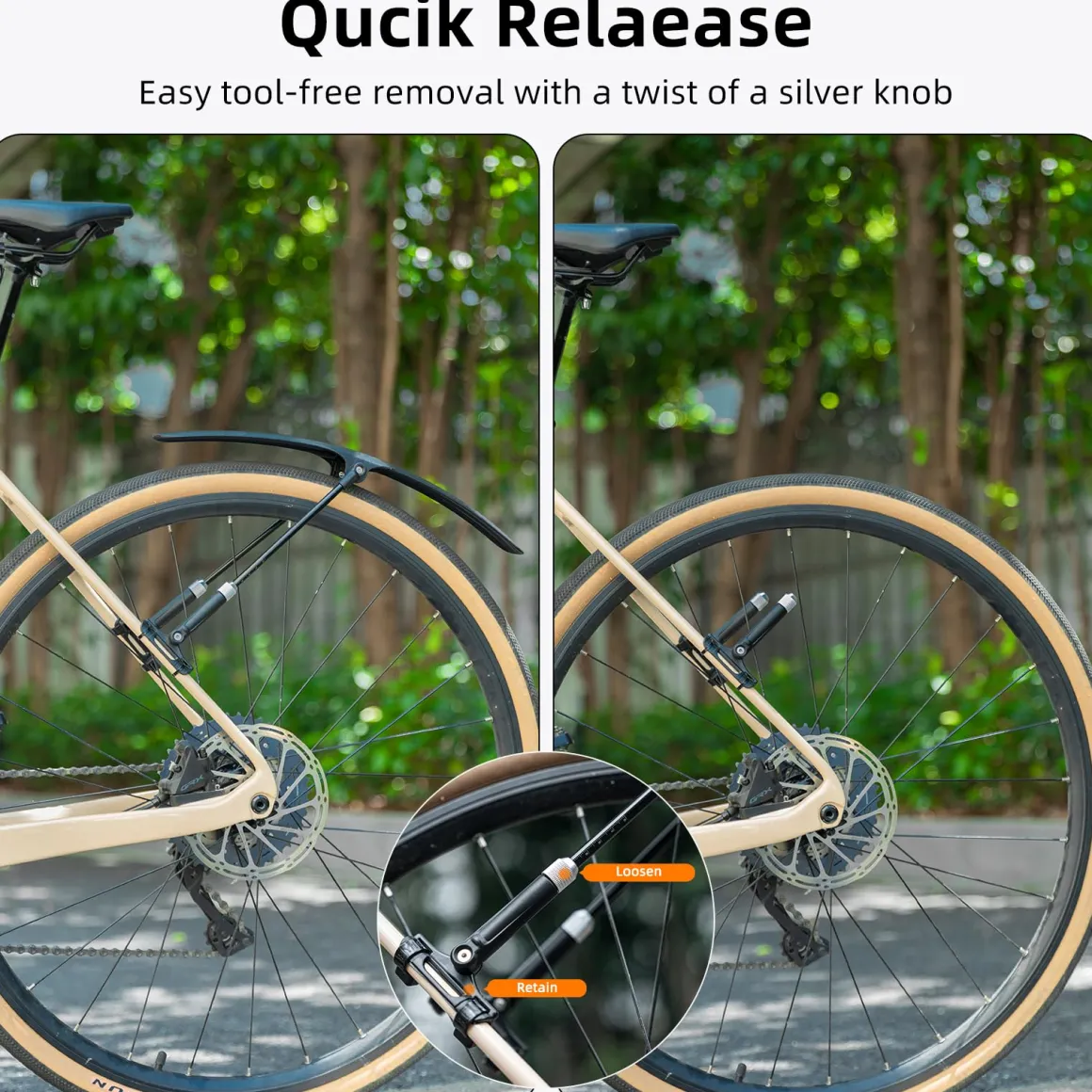 ROCKBROS Adjustable Bike Fenders Set for Road Bikes Easy Install