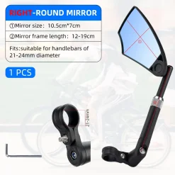 ROCKBROS 360° Adjustable Handlebar Bike Mirror with Anti-Glare Glass