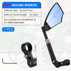 ROCKBROS 360° Adjustable Handlebar Bike Mirror with Anti-Glare Glass