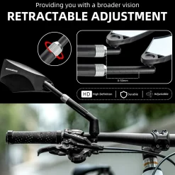 ROCKBROS 360° Adjustable Handlebar Bike Mirror with Anti-Glare Glass