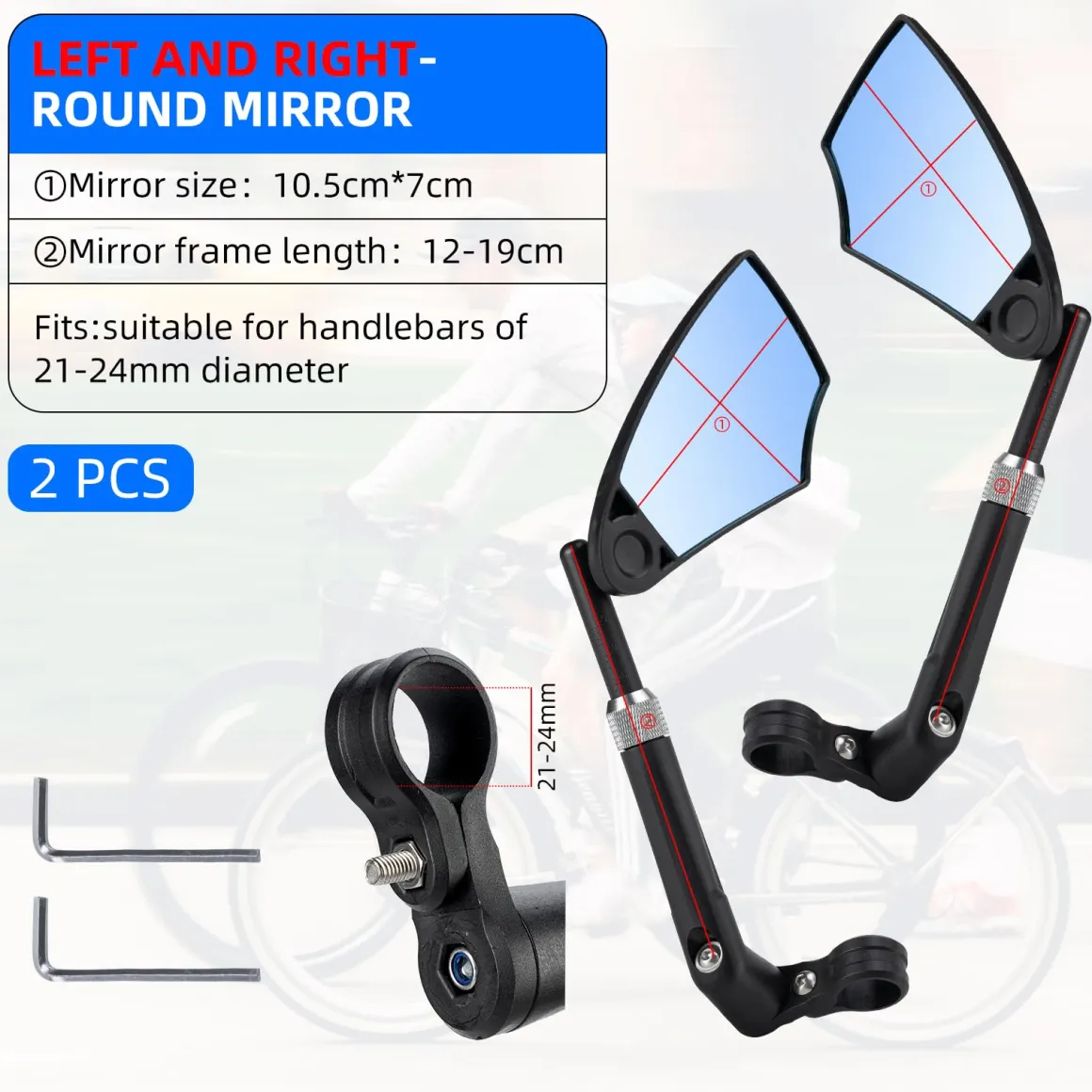 ROCKBROS 360° Adjustable Handlebar Bike Mirror with Anti-Glare Glass