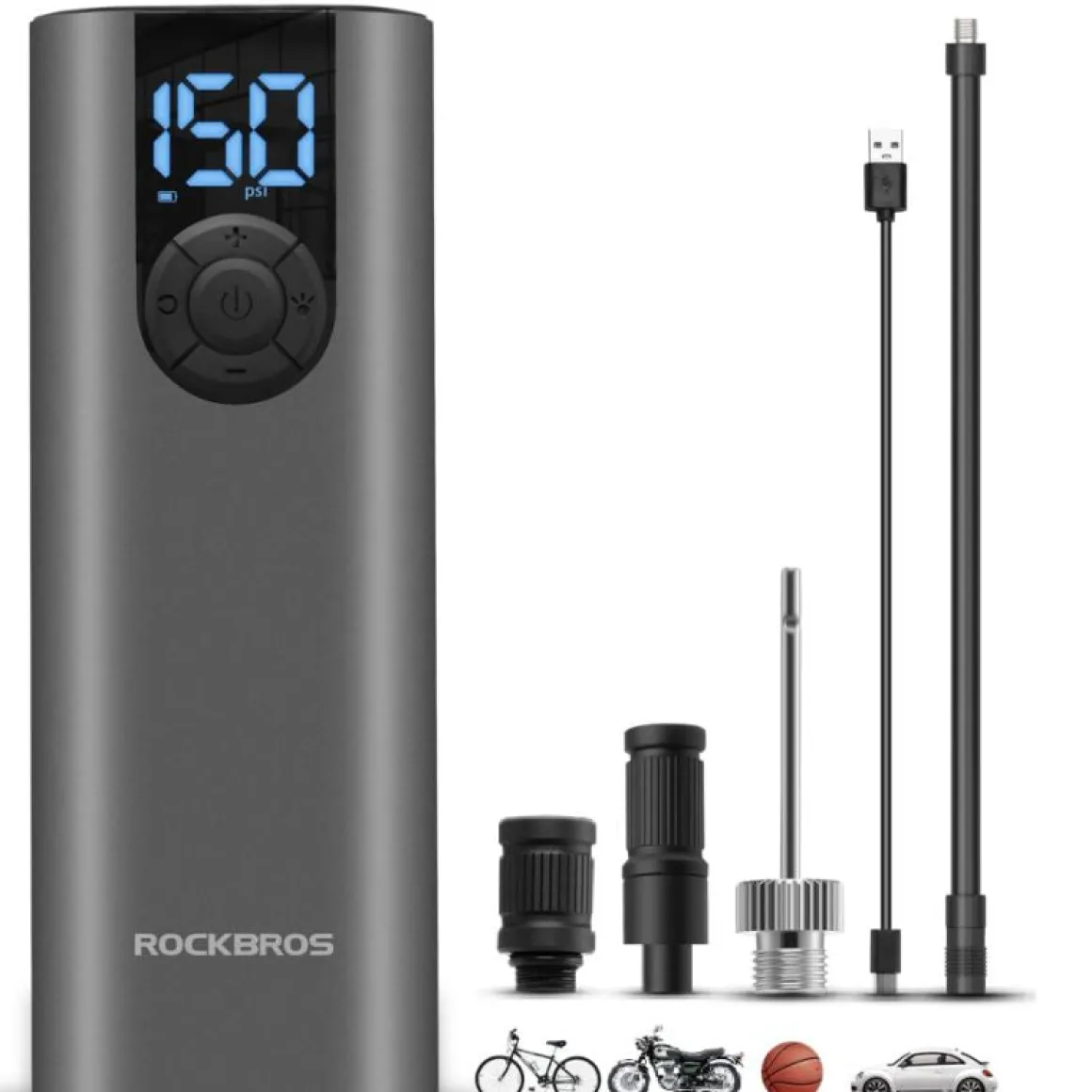 ROCKBROS A8 Mini Electric Air Bike Tire Pump 150PSl 2*2600mAh