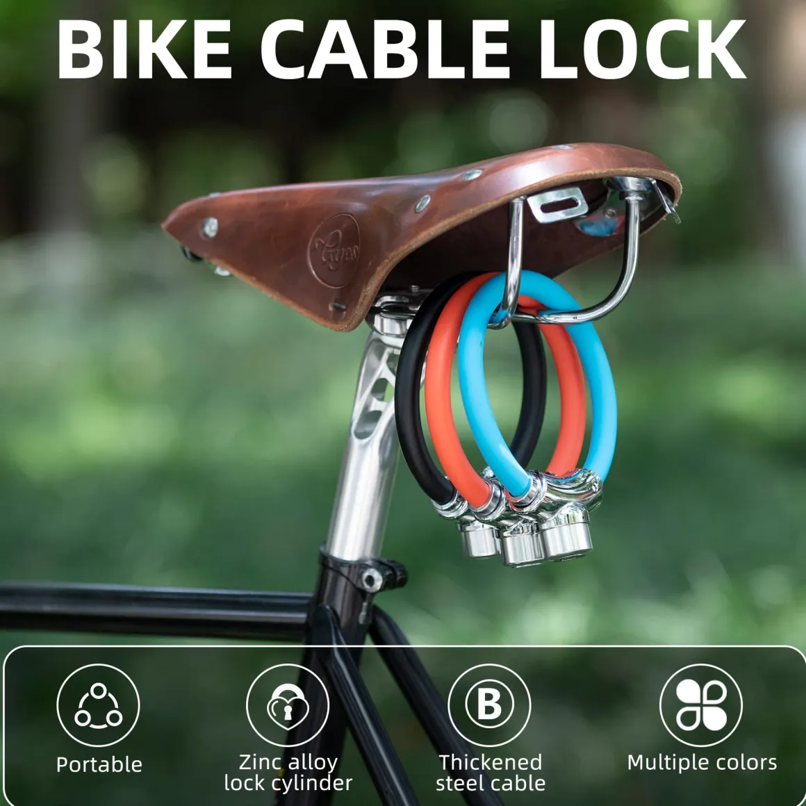 ROCKBROS Anti-Theft Bike Cable Lock Portable Key Lock Rustproof