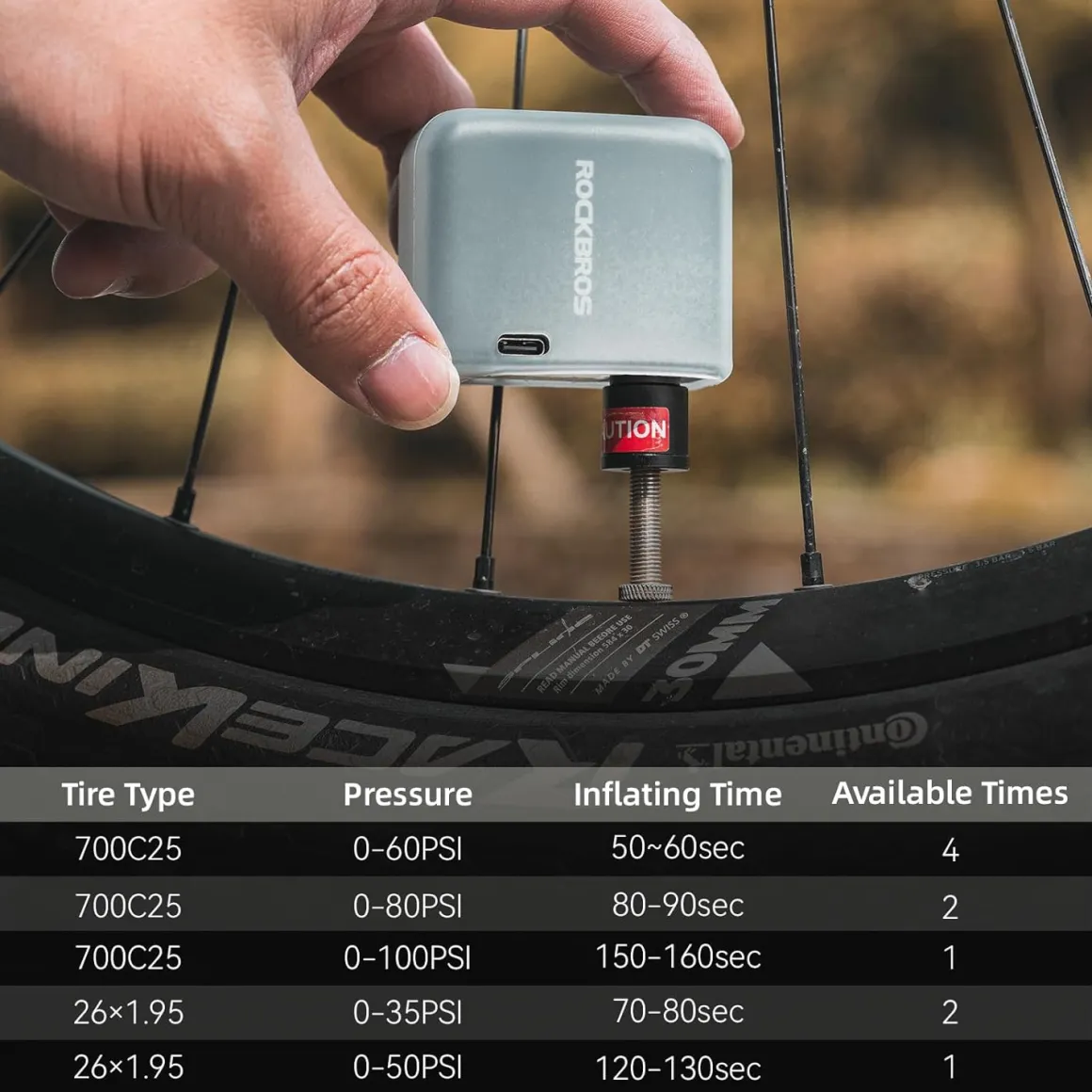 ROCKBROS AS1 Mini Electric Bike Tire Pump 100PSI