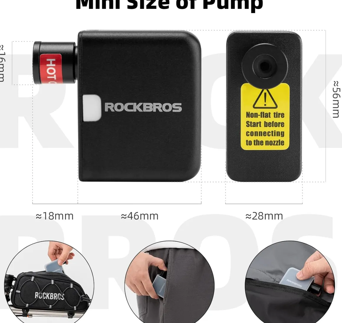 ROCKBROS AS1 Mini Electric Bike Tire Pump 100PSI