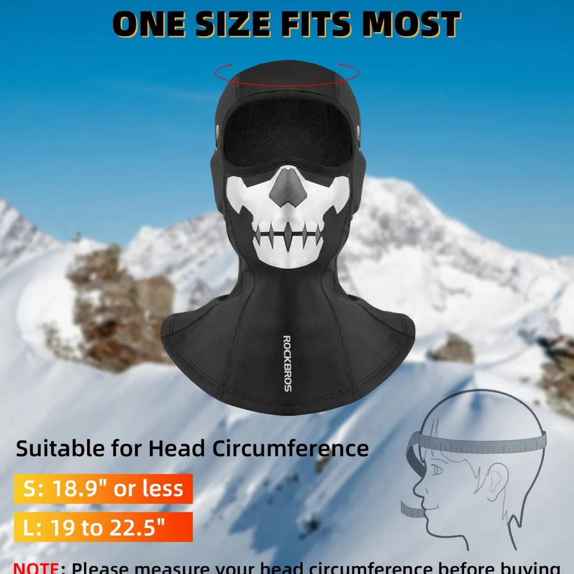 ROCKBROS Balaclava Ski Mask Full Face Winter Fleece Hood for Skiing Cycling