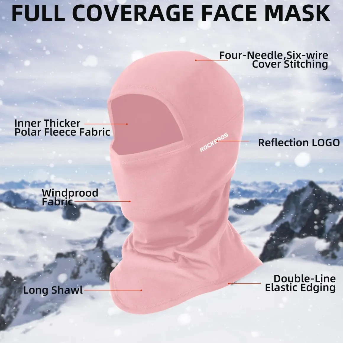 ROCKBROS Balaclava Ski Mask, Windproof Thermal Winter Neck Warmer Hood for Men Women