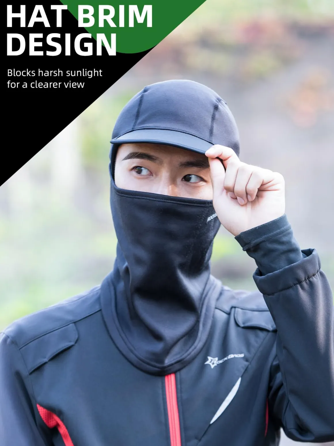 ROCKBROS Balaclava Thermal Full Face Ski Mask with Brim Windproof Neck Warmer