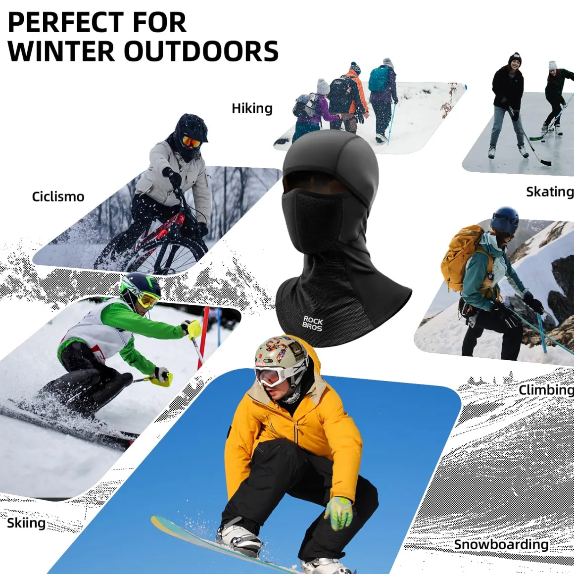 ROCKBROS Balaclava Windproof Thermal Scarf Ski Mask for Men Winter Neck Warmer