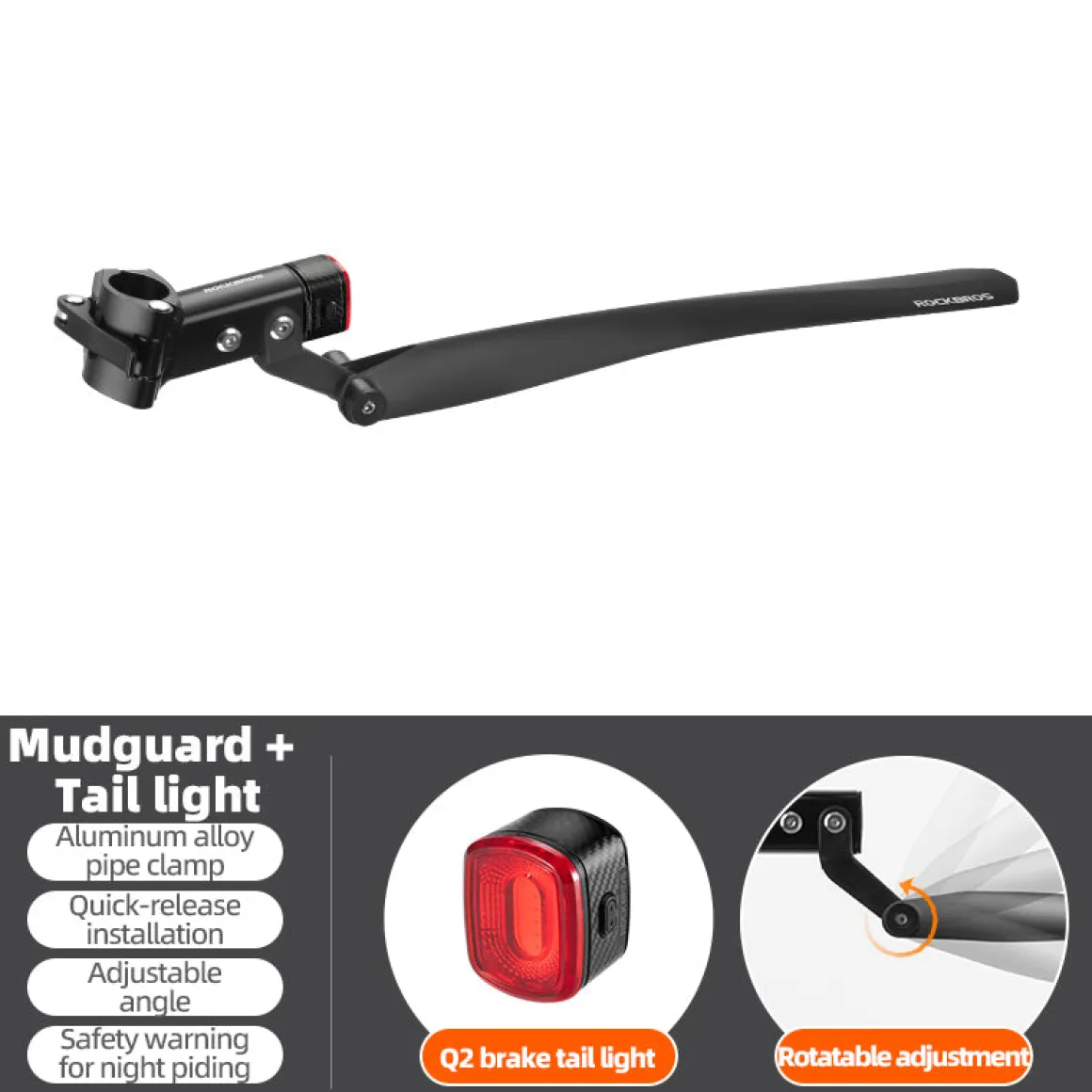 ROCKBROS Bicycle Front and Rear Fender Set - Quick Release, Adjustable