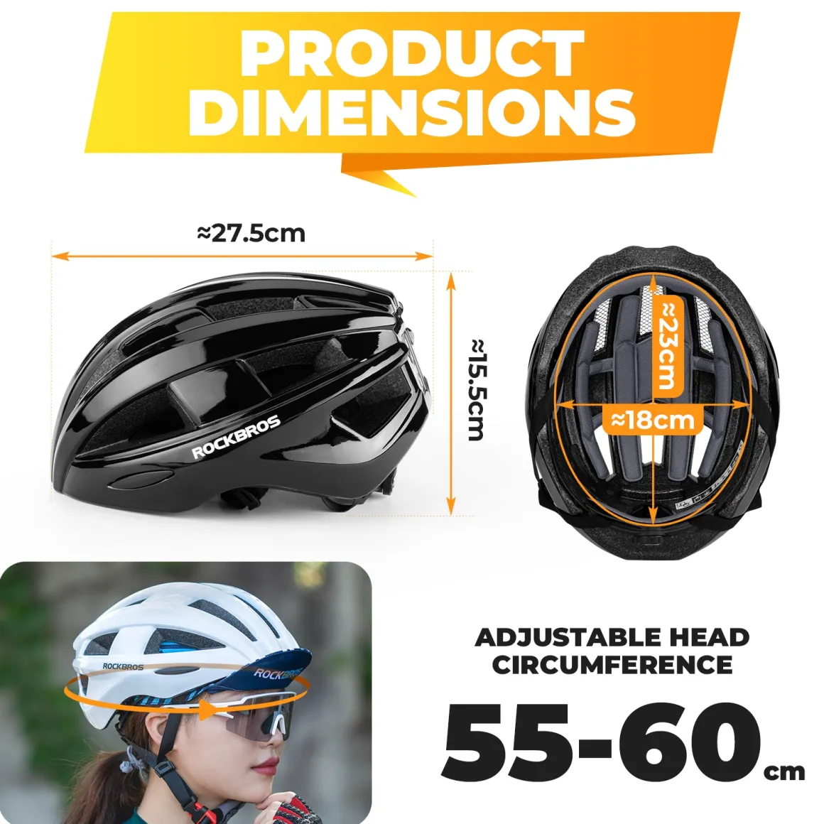 ROCKBROS Bicycle Helmet MTB Road Cycling Rear Light s Integrally-molded EPS+PC Ultralight