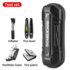 ROCKBROS Bicycle Repair Tools Kit Bag Bike Tool Set Wrench Tire Patch Levers Inflator
