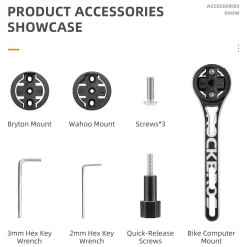 ROCKBROS Bike Aluminum Computer Mount compatible with Garmin, Wahoo, Bryton, and GoPro